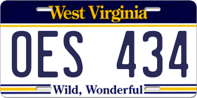 WV license plate OES434