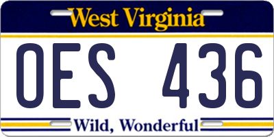WV license plate OES436