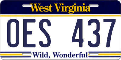 WV license plate OES437