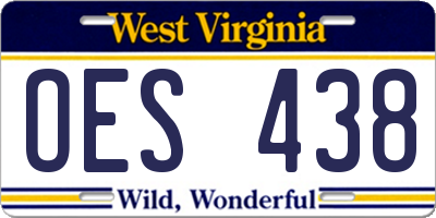 WV license plate OES438