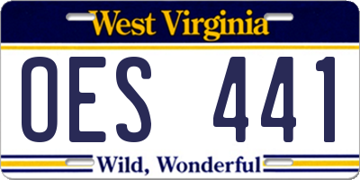 WV license plate OES441