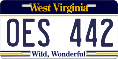 WV license plate OES442
