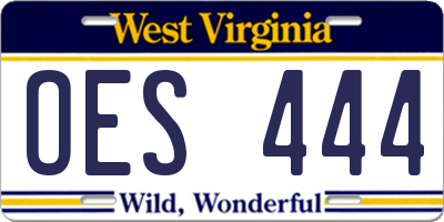 WV license plate OES444