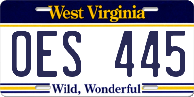 WV license plate OES445
