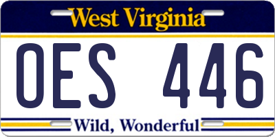 WV license plate OES446