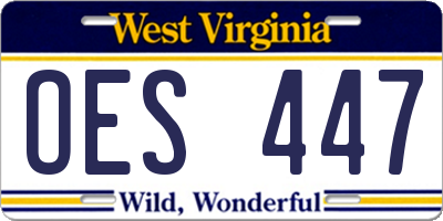 WV license plate OES447