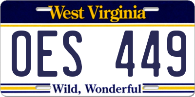 WV license plate OES449