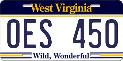 WV license plate OES450