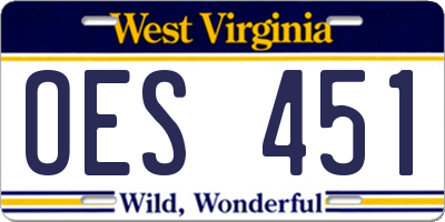 WV license plate OES451