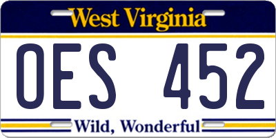 WV license plate OES452
