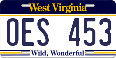 WV license plate OES453