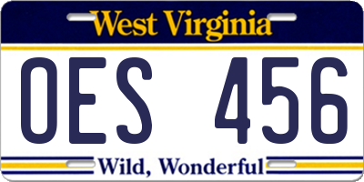 WV license plate OES456