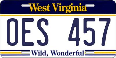 WV license plate OES457