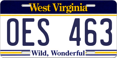 WV license plate OES463