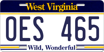 WV license plate OES465