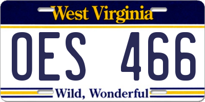 WV license plate OES466