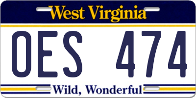 WV license plate OES474