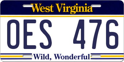 WV license plate OES476