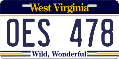 WV license plate OES478