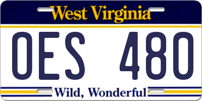 WV license plate OES480
