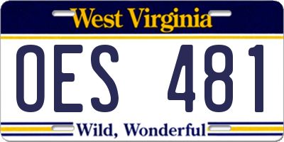 WV license plate OES481