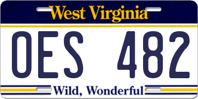 WV license plate OES482