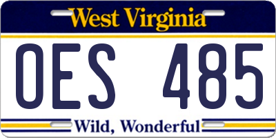 WV license plate OES485