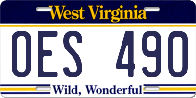 WV license plate OES490