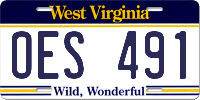 WV license plate OES491