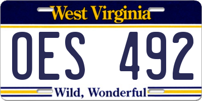 WV license plate OES492