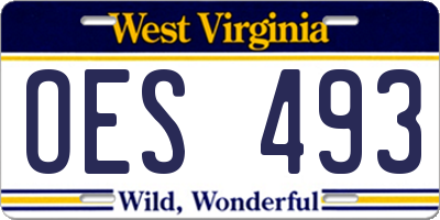 WV license plate OES493