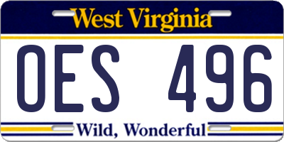 WV license plate OES496