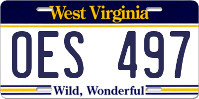 WV license plate OES497