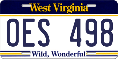WV license plate OES498