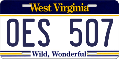 WV license plate OES507