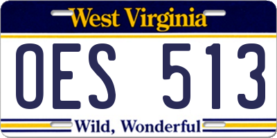 WV license plate OES513