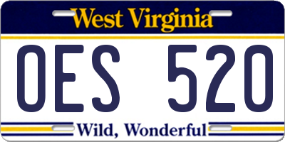 WV license plate OES520