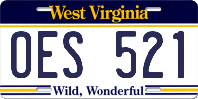 WV license plate OES521