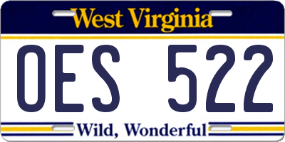 WV license plate OES522