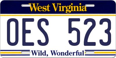 WV license plate OES523