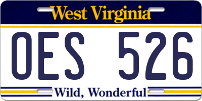 WV license plate OES526
