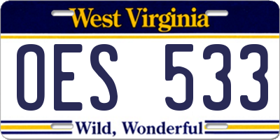 WV license plate OES533