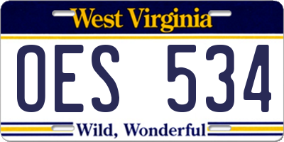 WV license plate OES534