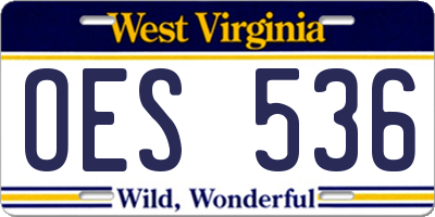 WV license plate OES536