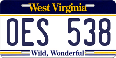 WV license plate OES538