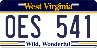 WV license plate OES541