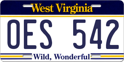 WV license plate OES542