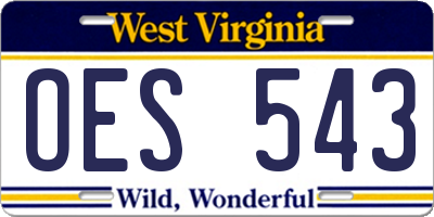 WV license plate OES543