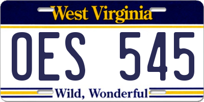 WV license plate OES545