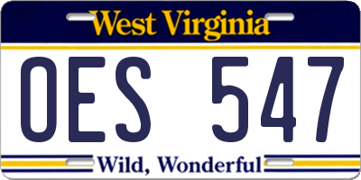 WV license plate OES547
